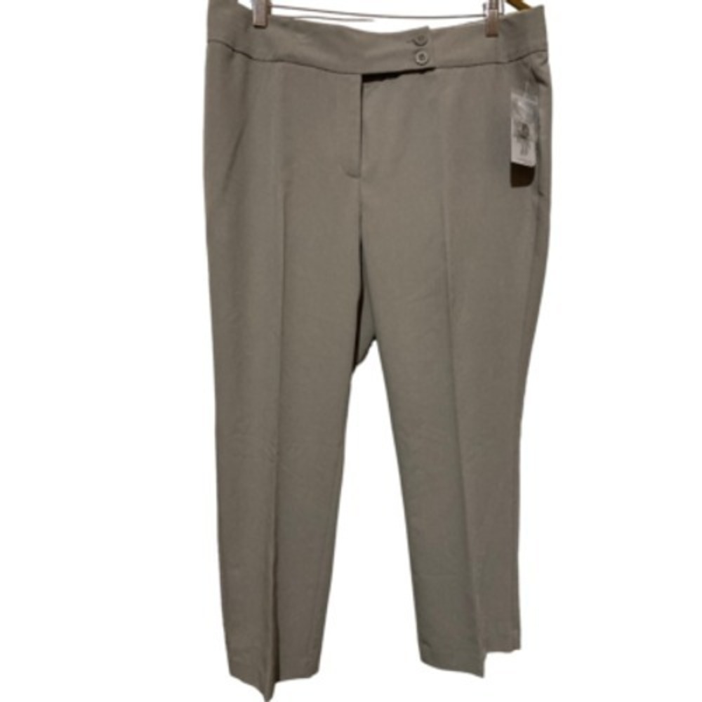 Investments Womens The Park Ave Fit Slim Leg Pant Gray‎ High Rise Petites 14 New